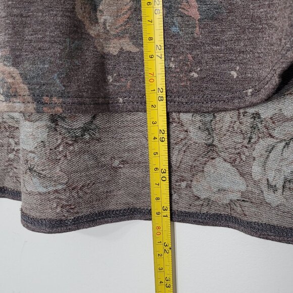 Cool Melon Brown Old Rose Floral V-Neck Cozy Casual High-Low Hem Tunic Size XL - Picture 9 of 11